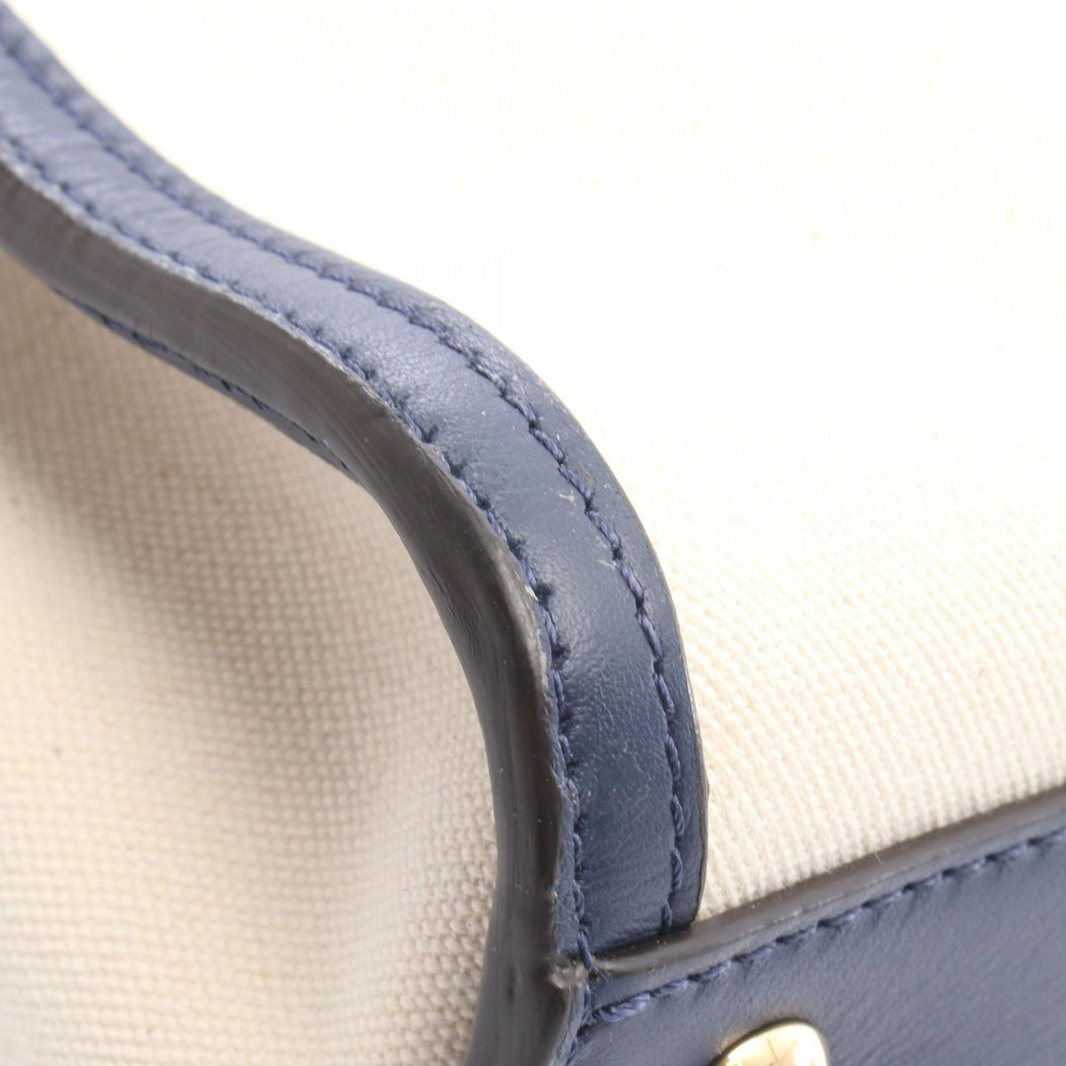 Fendi Handbag Peekaboo Regular 2-Way Natural Navy Canvas Leather — view 8