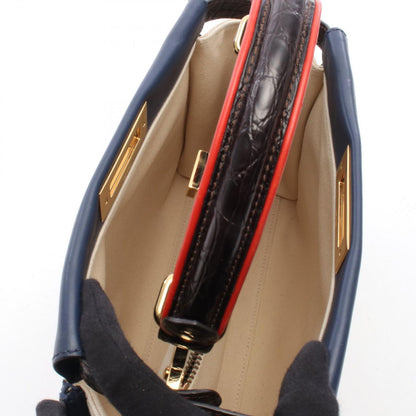Fendi Handbag Peekaboo Regular 2-Way Natural Navy Canvas Leather — view 3