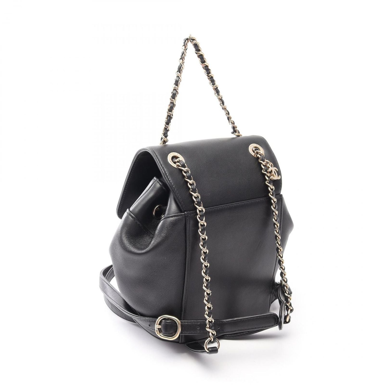 Chanel Backpack CC Logo Chain Black Lambskin CC Small — view 2