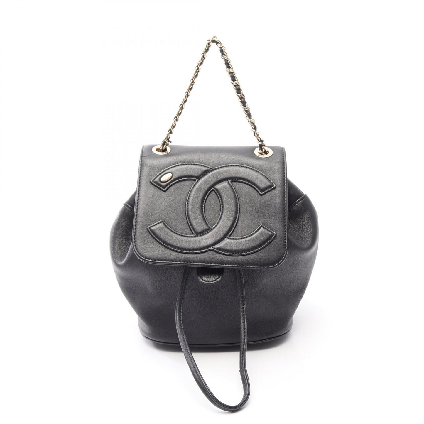 Chanel Backpack CC Logo Chain Black Lambskin CC Small