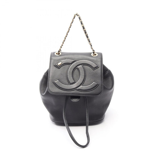 Chanel Backpack CC Logo Chain Black Lambskin CC Small