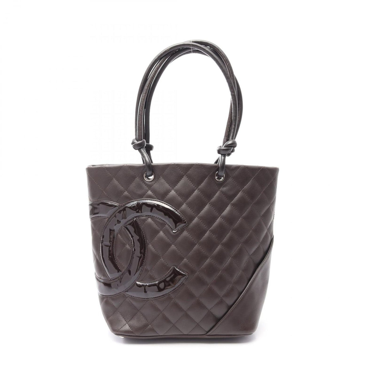 Chanel Tote Bag Cambon Line Dark Brown Leather Patent