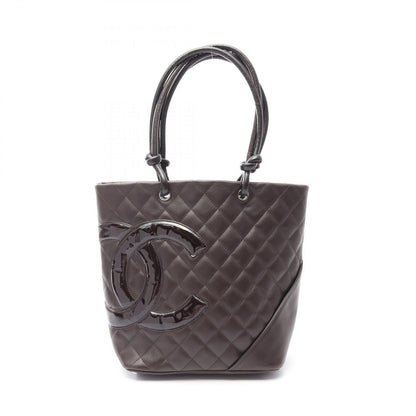 Chanel Tote Bag Cambon Line Dark Brown Leather Patent