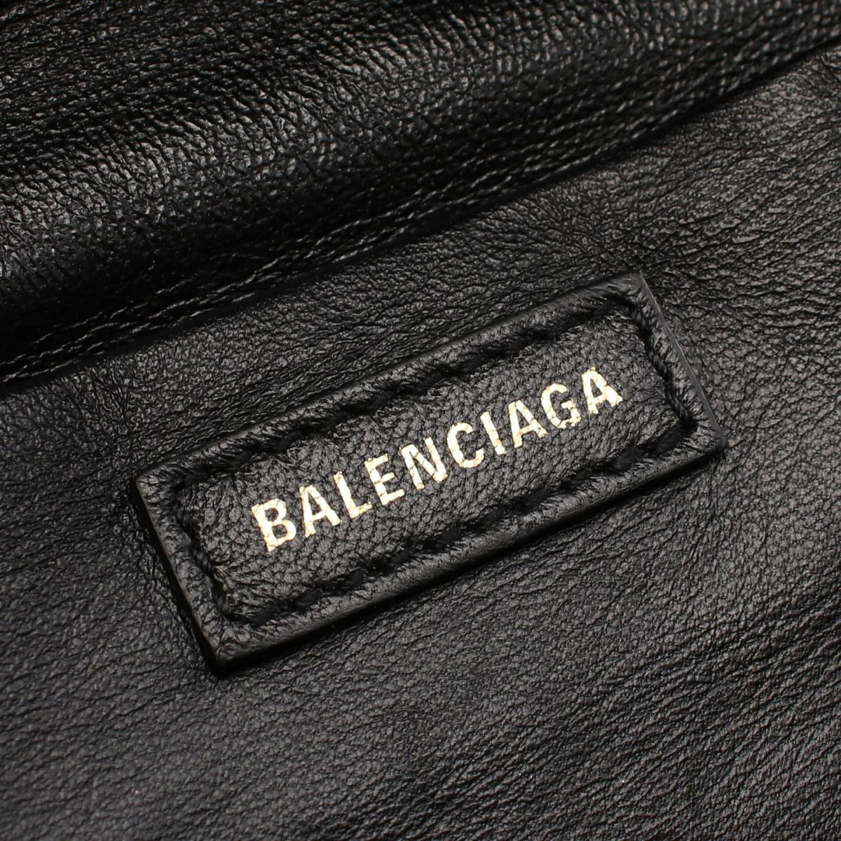 Balenciaga Waist Bag S-veneer Rhinestone Black Leather Fabric — view 4