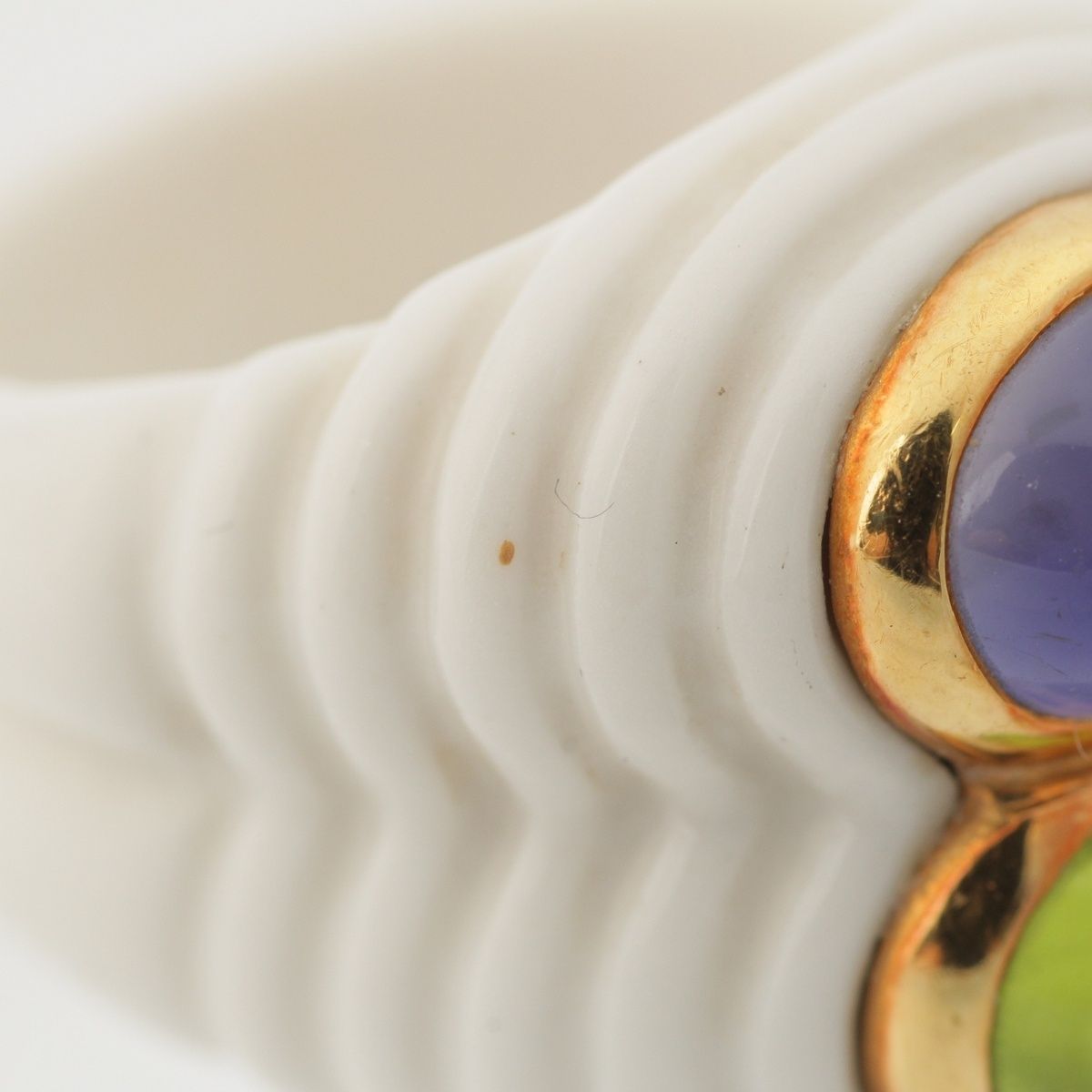 Bvlgari Chandra Double Strand Ceramic Stone Ring Amethyst Peridot White — view 8
