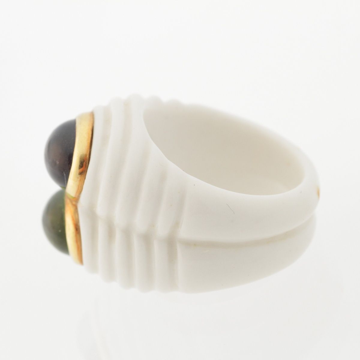 Bvlgari Chandra Double Strand Ceramic Stone Ring Amethyst Peridot White — view 3
