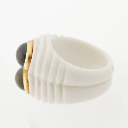 Bvlgari Chandra Double Strand Ceramic Stone Ring Amethyst Peridot White — view 3