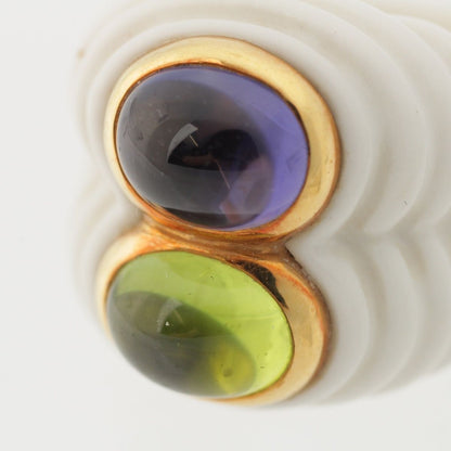 Bvlgari Chandra Double Strand Ceramic Stone Ring Amethyst Peridot White — view 7