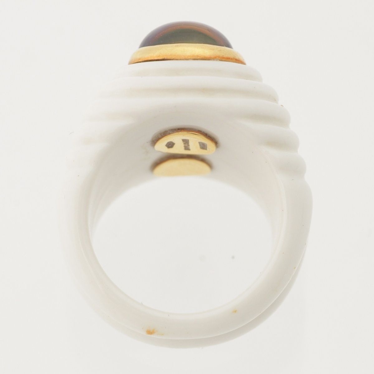 Bvlgari Chandra Double Strand Ceramic Stone Ring Amethyst Peridot White — view 6