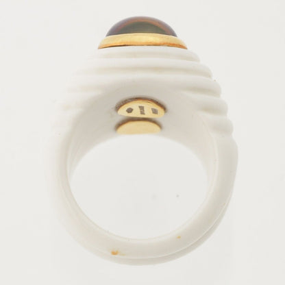 Bvlgari Chandra Double Strand Ceramic Stone Ring Amethyst Peridot White — view 6
