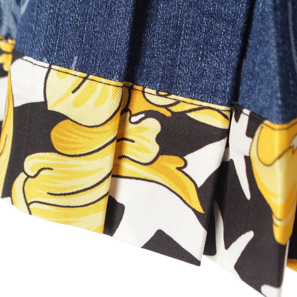 Versace Denim Pleated Logo Skirt Blue 36 — view 6