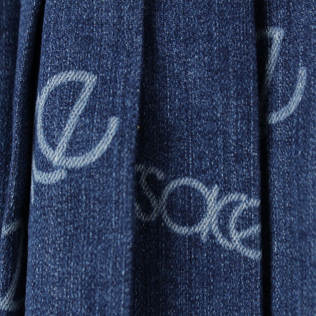 Versace Denim Pleated Logo Skirt Blue 36 — view 4