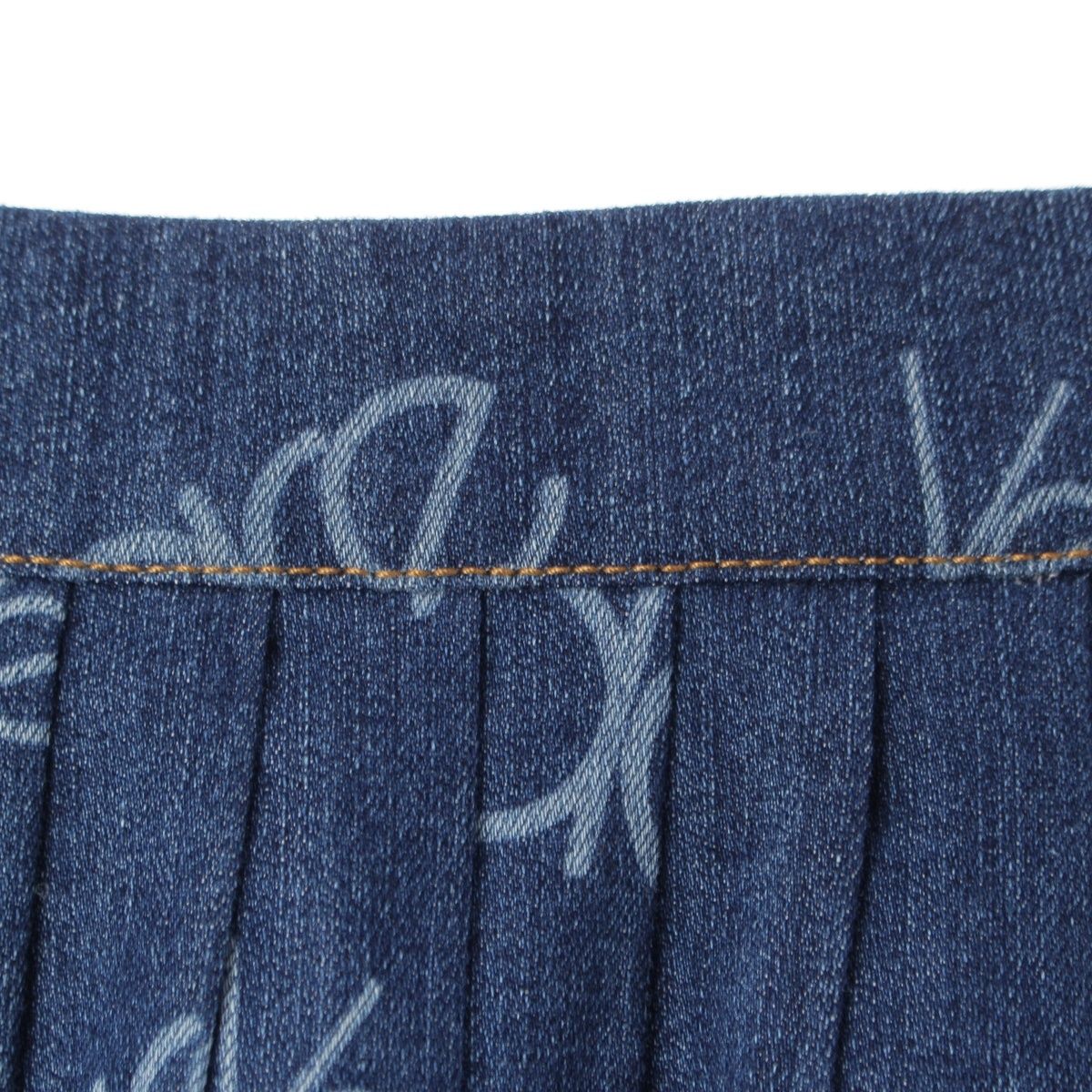 Versace Denim Pleated Logo Skirt Blue 36 — view 3