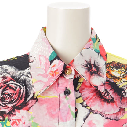 Versace Silk Logo Floral Shirt Dress Top Pink 38 — view 5