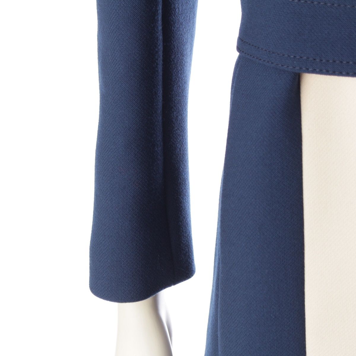 Gucci Tiger Wool Rayon Tricolor Soutien Collar Coat Navy White Red 36 — view 6