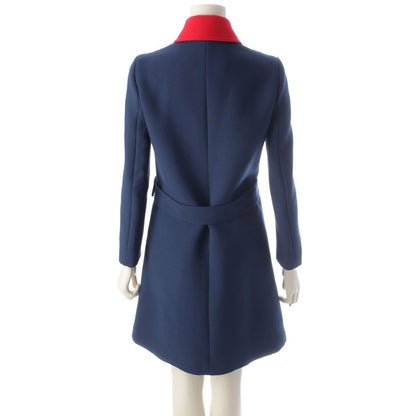 Gucci Tiger Wool Rayon Tricolor Soutien Collar Coat Navy White Red 36 — view 4