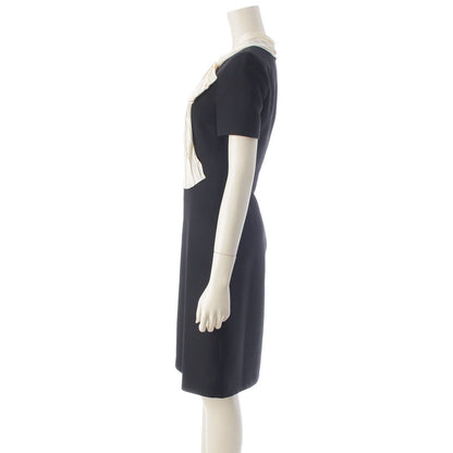 Gucci Wool Silk Ribbon Motif Dress Short Sleeve Top Black White 36 — view 3