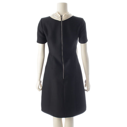 Gucci Wool Silk Ribbon Motif Dress Short Sleeve Top Black White 36 — view 4