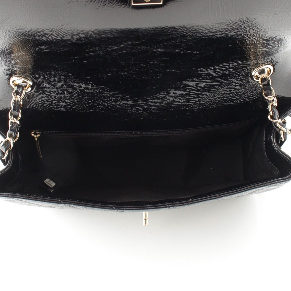 Chanel 25 Shiny Aged Calfskin Chain Shoulder Bag Black — view 6