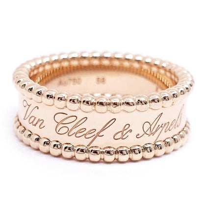 Van Cleef & Arpels 18K Pink Gold Perlee Signature Ring