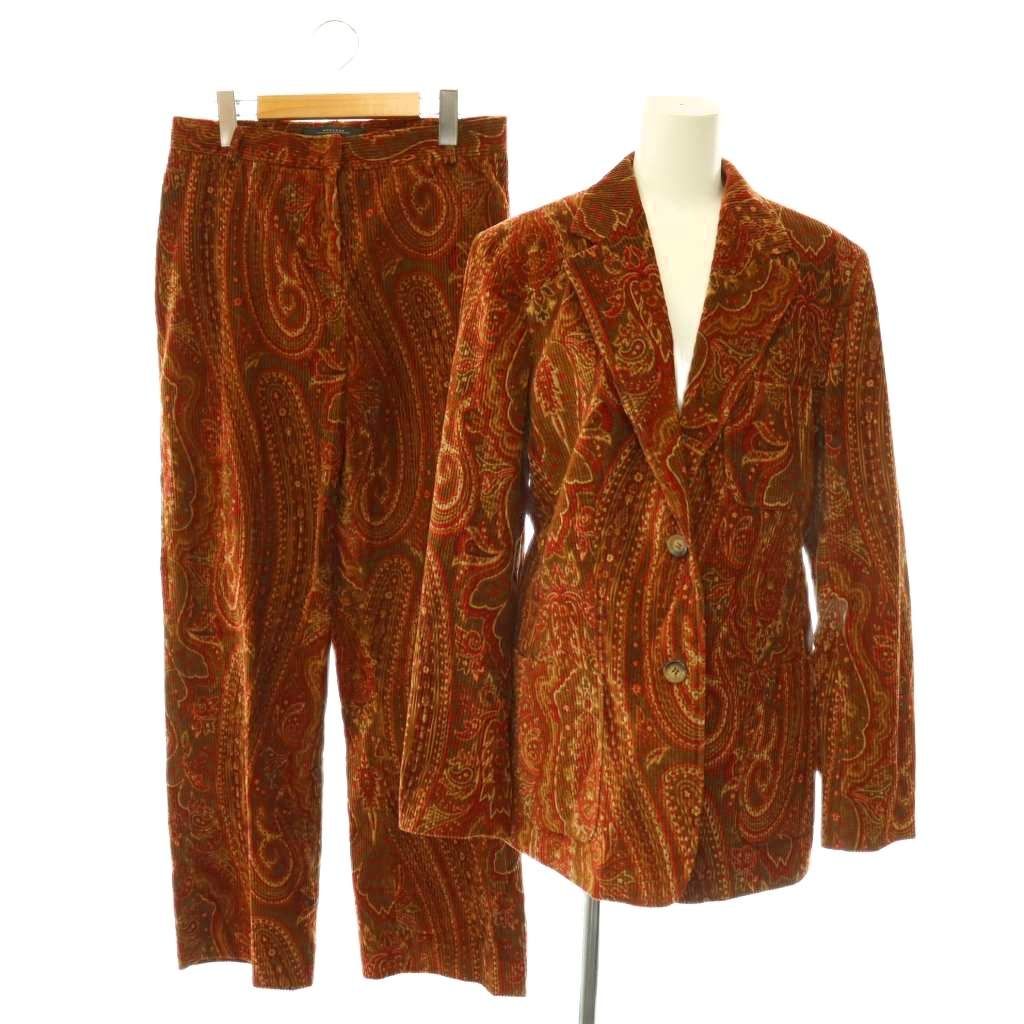 Max Mara Set Corduroy Paisley Pattern Tailored Jacket Straight Pants 44