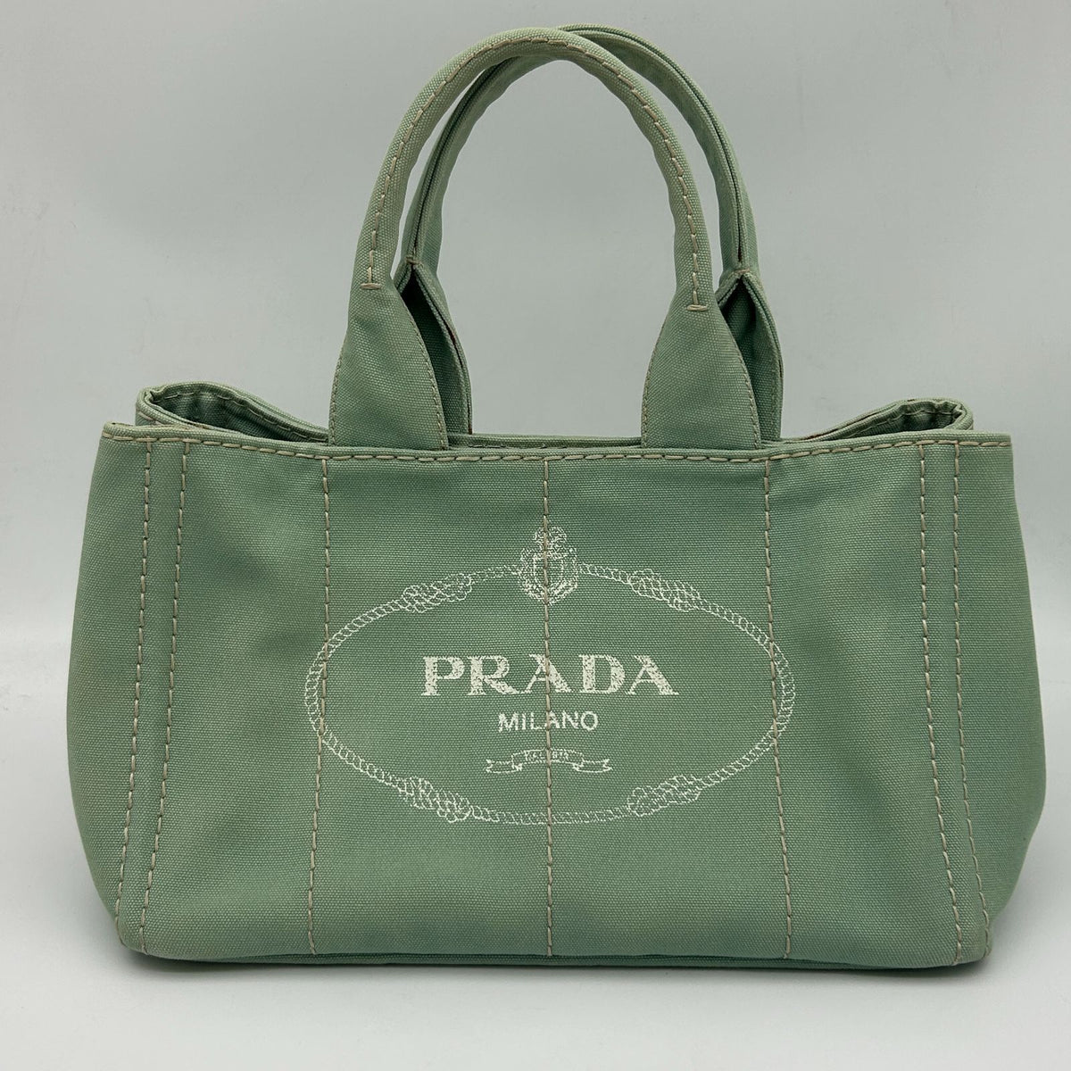 Prada Canapa Tote Bag Mint Green Canvas