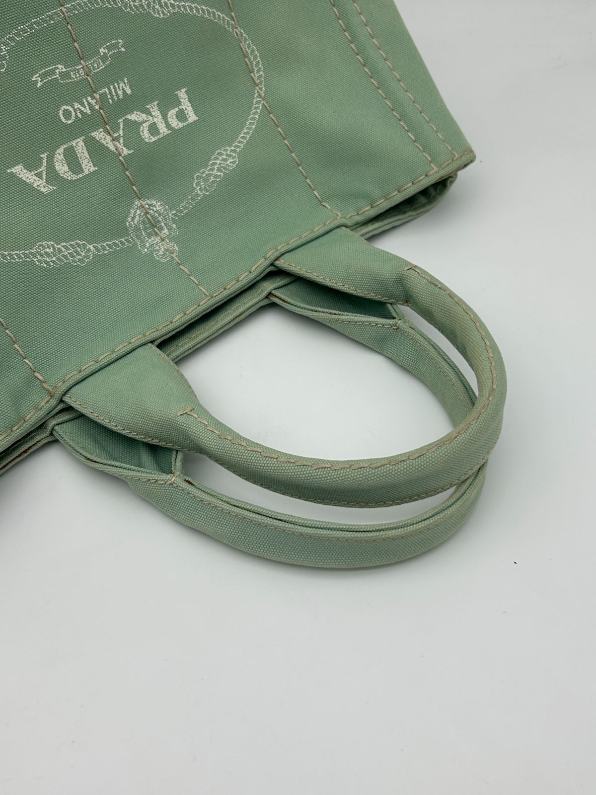 Prada Canapa Tote Bag Mint Green Canvas — view 5