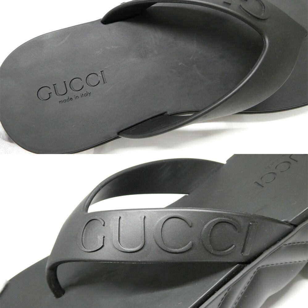 Gucci Thong Sandals Black Rubber Platform Shoes 36 — view 7