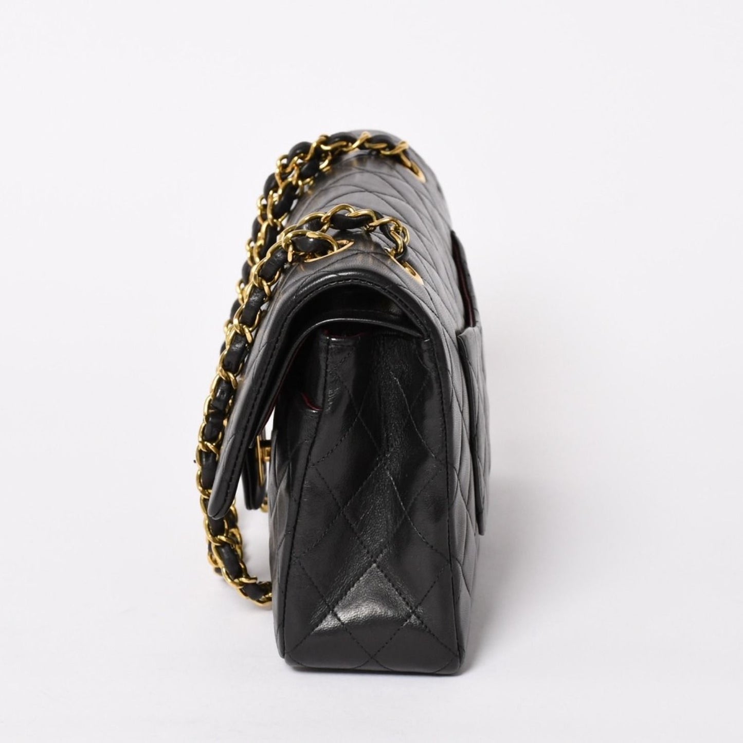 Chanel Quilted 25 Double Flap Chain Shoulder Bag Lambskin CC Logo Black — view 4