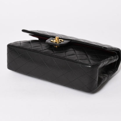 Chanel Quilted 25 Double Flap Chain Shoulder Bag Lambskin CC Logo Black — view 8