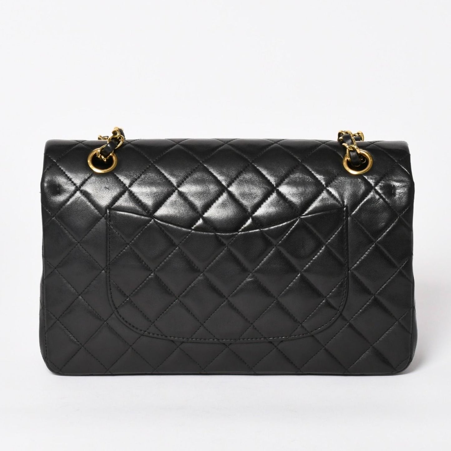 Chanel Quilted 25 Double Flap Chain Shoulder Bag Lambskin CC Logo Black — view 2