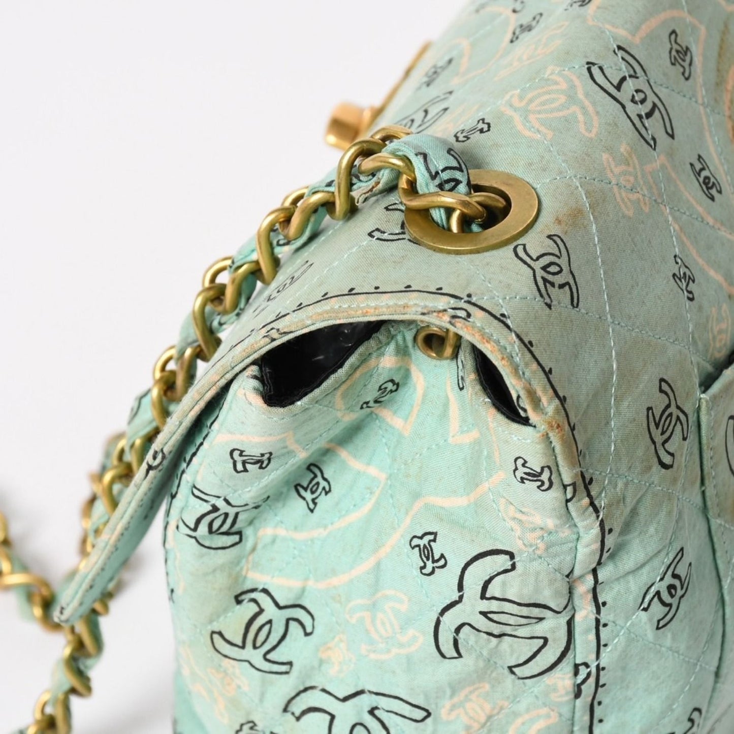 Chanel Maxi Quilted 33 S Flap S Chain Shoulder Bag CC Logo Paisley Light Blue — view 5