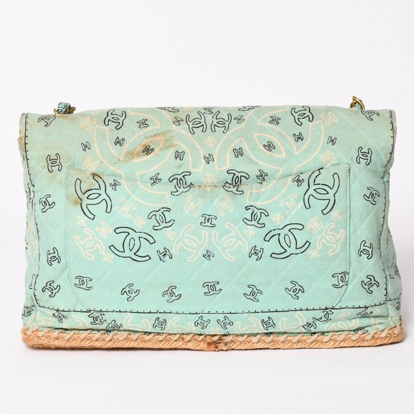 Chanel Maxi Quilted 33 S Flap S Chain Shoulder Bag CC Logo Paisley Light Blue — view 2