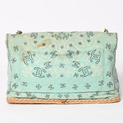 Chanel Maxi Quilted 33 S Flap S Chain Shoulder Bag CC Logo Paisley Light Blue — view 2