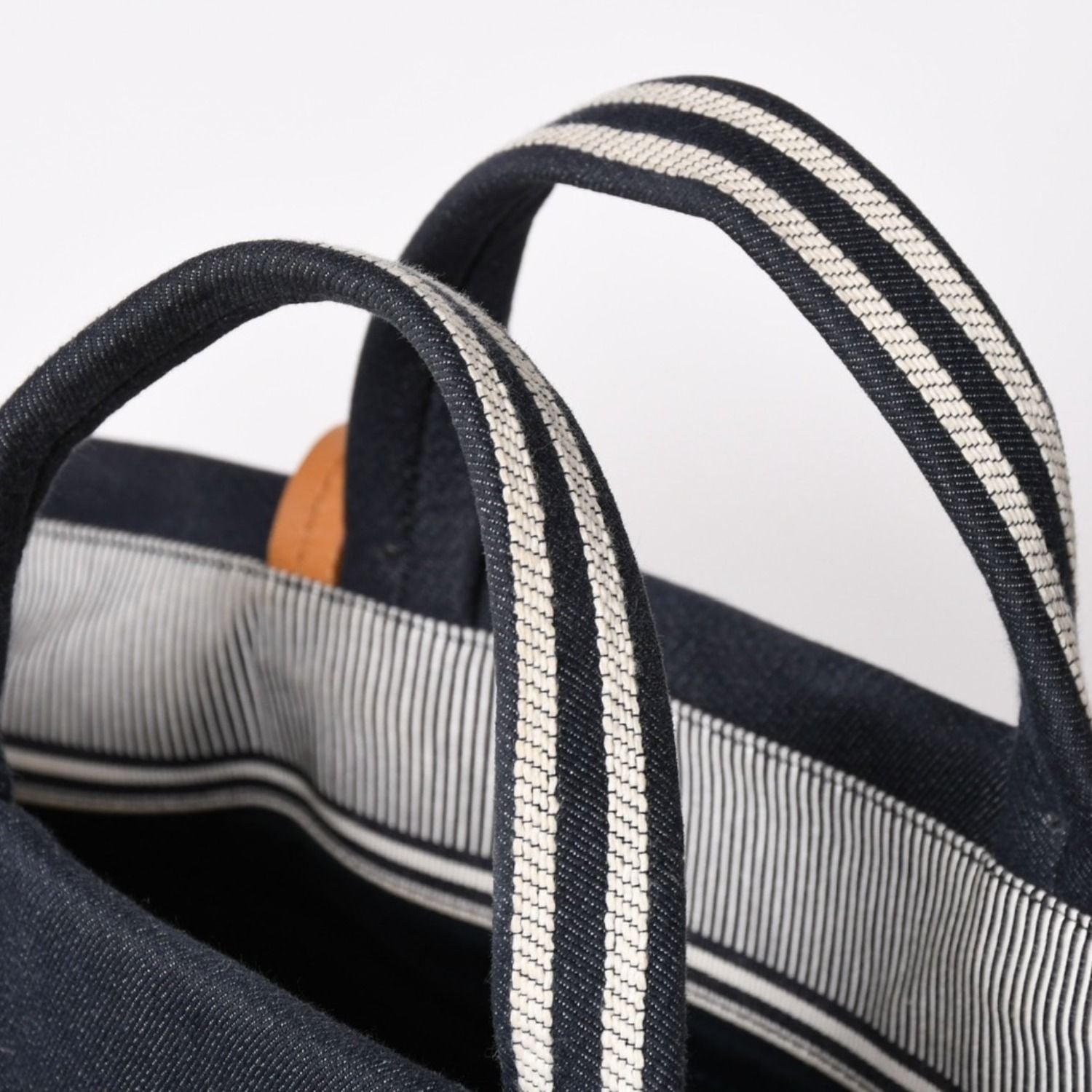 Chanel 2-Way Tote Bag CC Logo Denim Leather Navy Brown Silver — view 4
