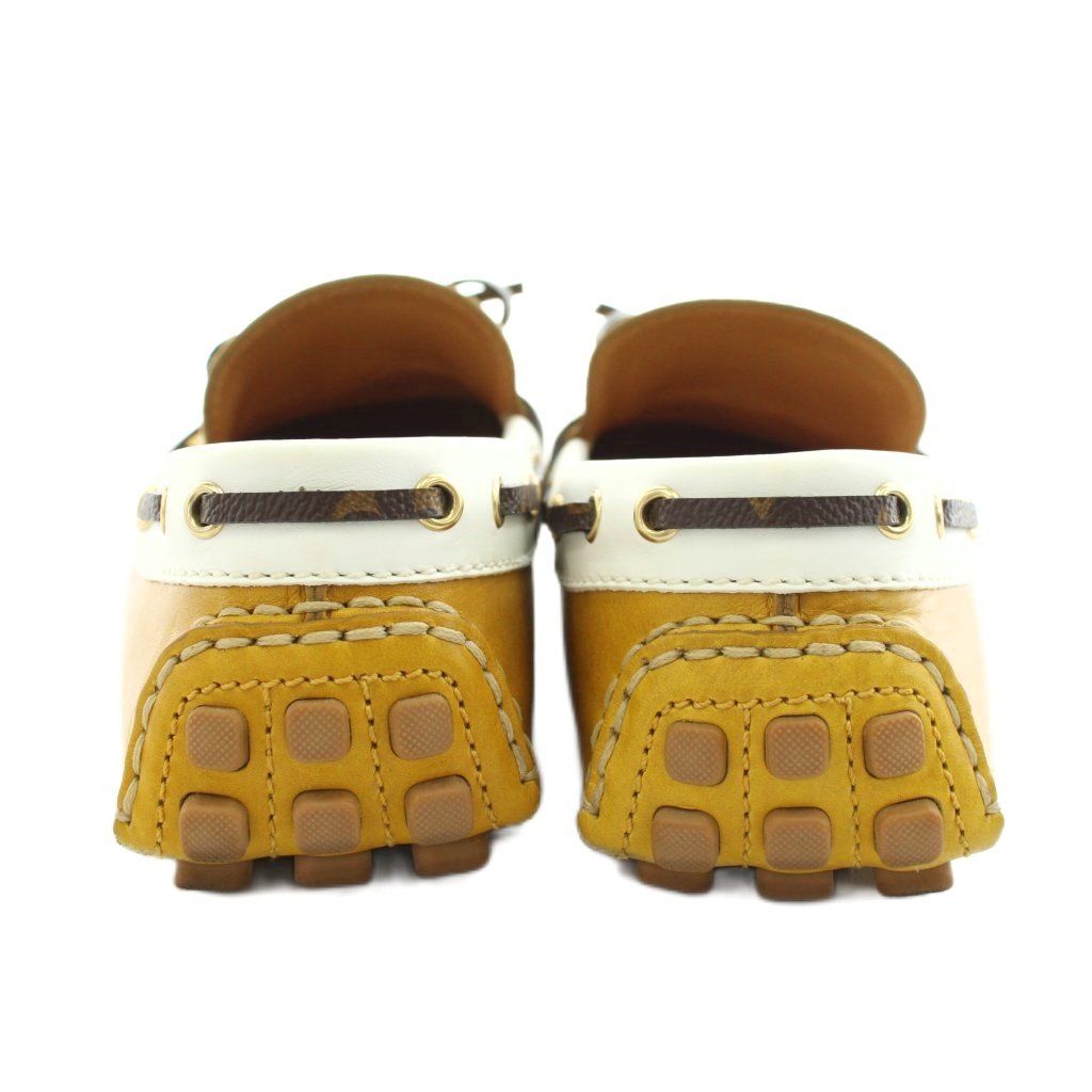Louis Vuitton Monogram Driving Shoes Suede Mustard 6.5 — view 3