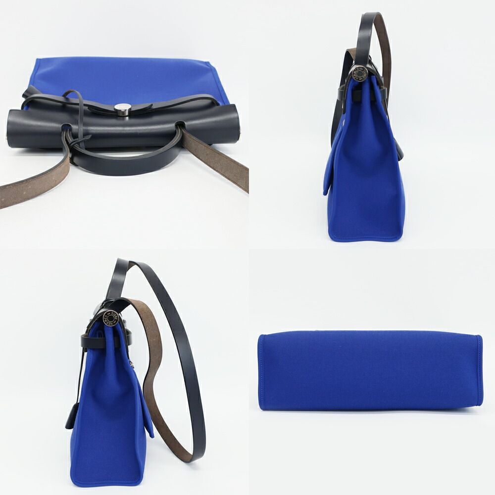 Hermes Heaven Herbag Zip PM Shoulder Bag Blue Silver Manufactured Around — view 3