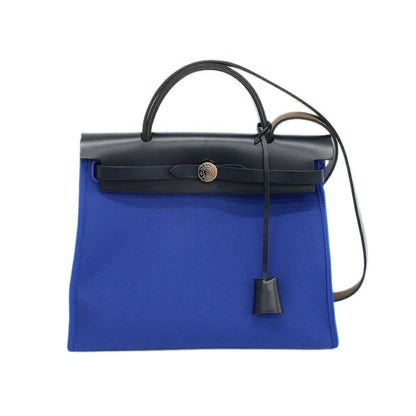 Hermes Heaven Herbag Zip PM Shoulder Bag Blue Silver Manufactured Around