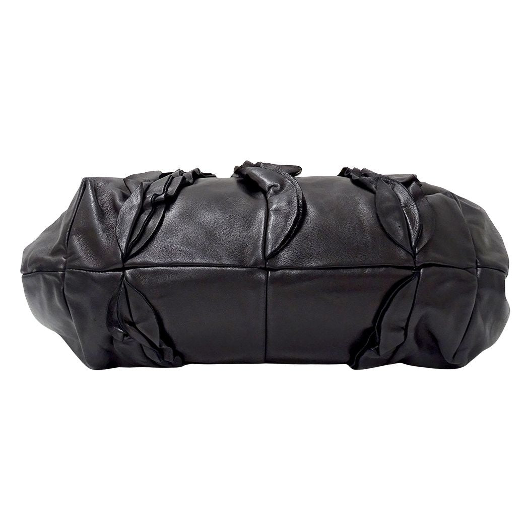 Prada Tote Bag Leather Black Frill — view 3