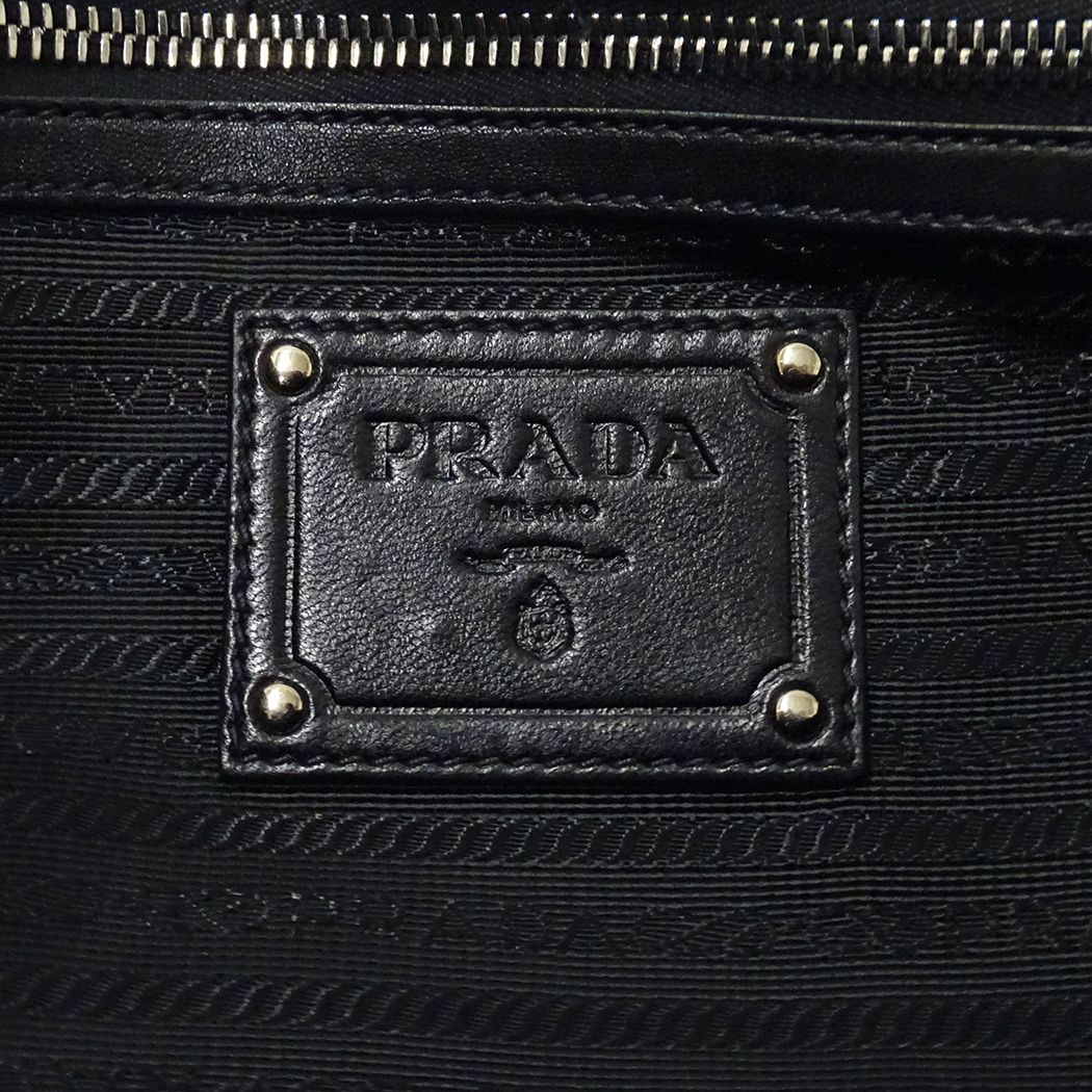 Prada Tote Bag Leather Black Frill — view 6