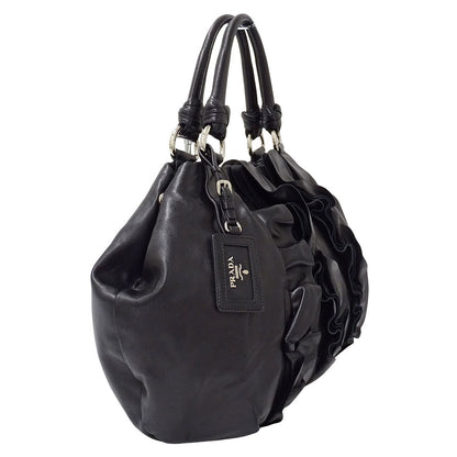 Prada Tote Bag Leather Black Frill — view 4