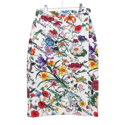 Gucci Skirt Floral Print Logo Wrap White