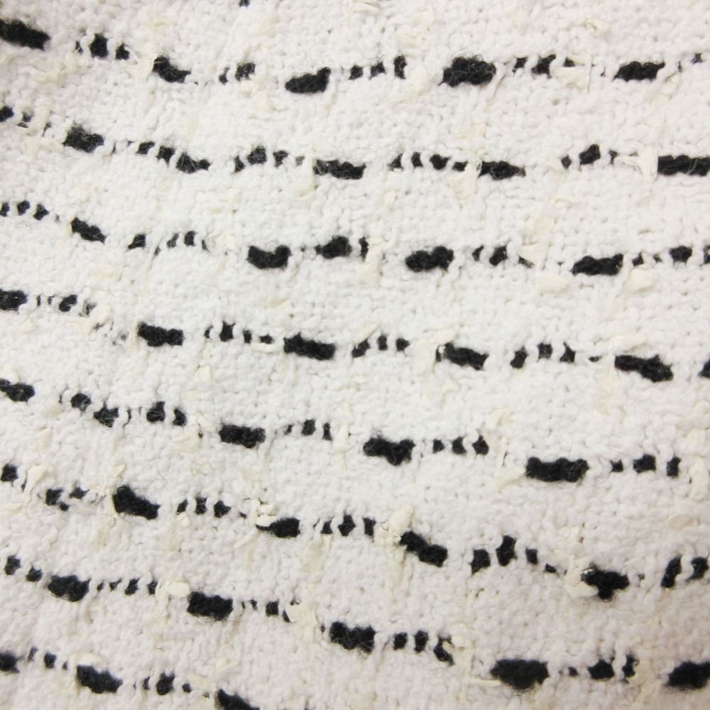 Chanel Tailored Jacket Monochrome Tweed Peaked Lapel CC Logo Button White Black — view 8