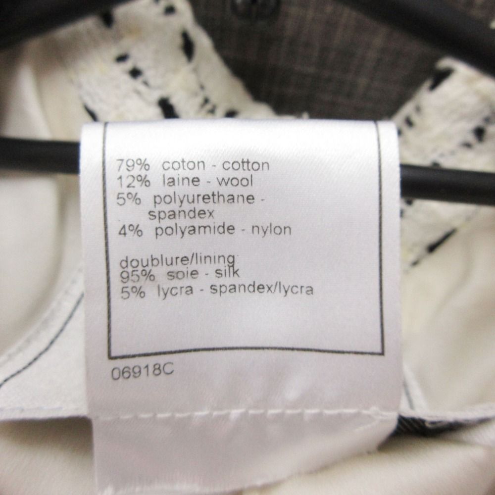 Chanel Tailored Jacket Monochrome Tweed Peaked Lapel CC Logo Button White Black — view 4