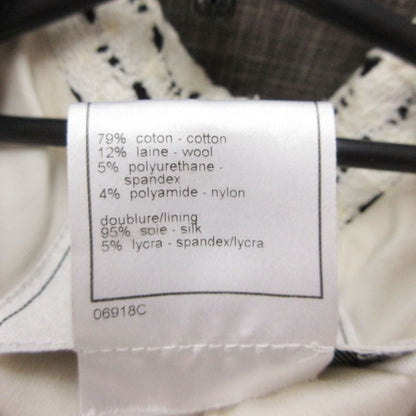 Chanel Tailored Jacket Monochrome Tweed Peaked Lapel CC Logo Button White Black — view 4