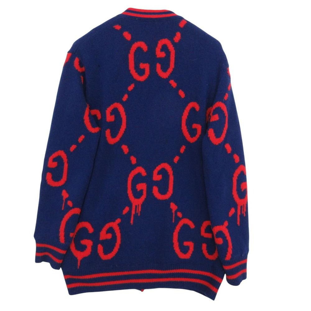 Gucci Cardigan Long Sleeve Neck Knit Jacket GG Pattern Floral Wool Silk — view 4