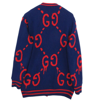 Gucci Cardigan Long Sleeve Neck Knit Jacket GG Pattern Floral Wool Silk — view 4