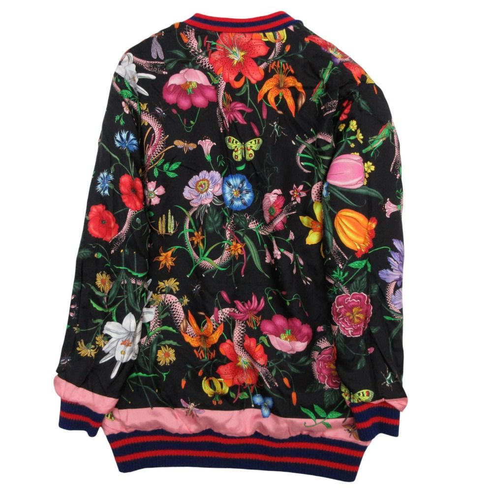 Gucci Cardigan Long Sleeve Neck Knit Jacket GG Pattern Floral Wool Silk — view 2