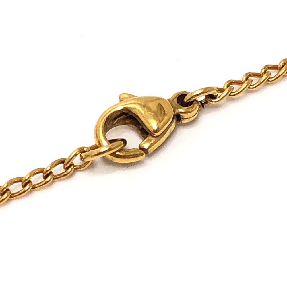 Chanel Necklace CC Logo Rhinestone Metal Gold — view 6
