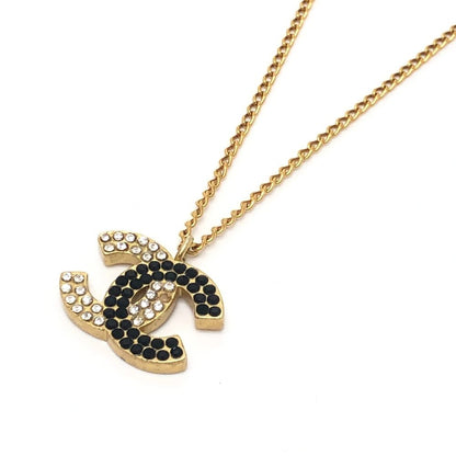 Chanel Necklace CC Logo Rhinestone Metal Gold — view 3